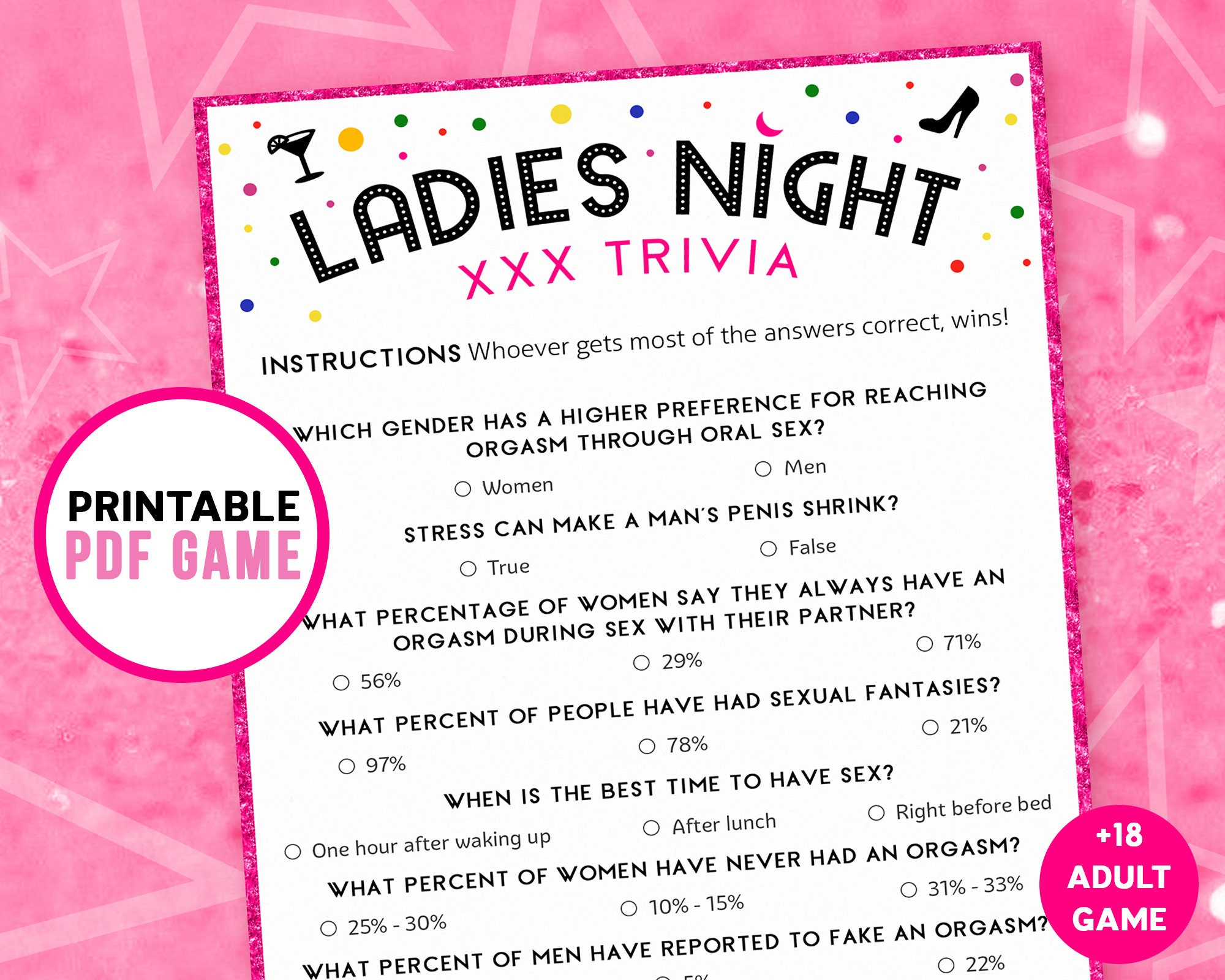 Dirty Adult Trivia Fun Ladies Night Games XXX Trivia Etsy