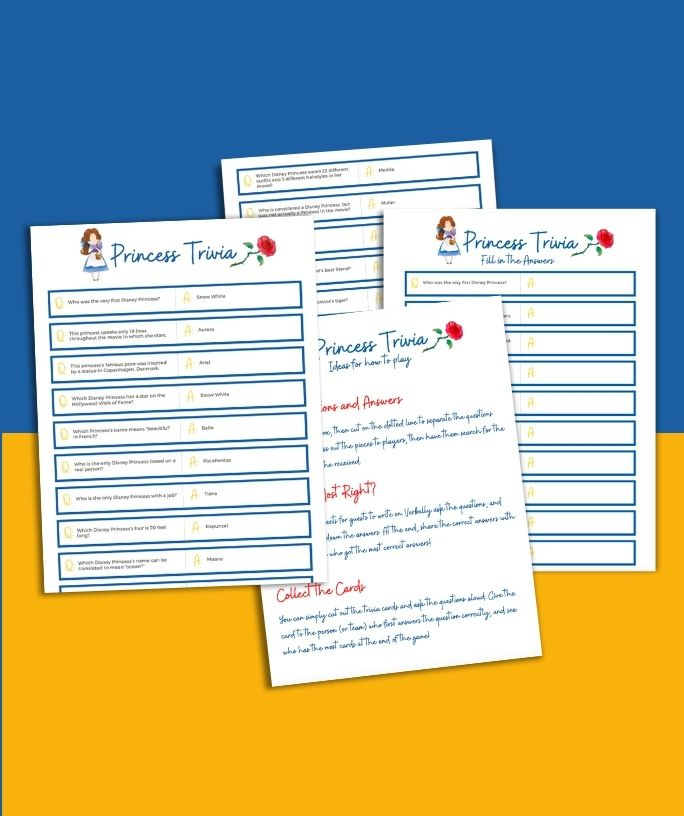 Disney Princess Trivia Questions And Answers For A Party Free Printable 