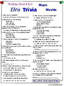 Elvis Trivia Etsy