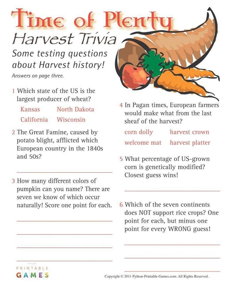 Fall Harvest Thanksgiving Facts Fall Harvest Harvest Games