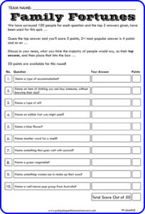 Family Fortunes Quiz Questions And Answers Game Lots To Choose From