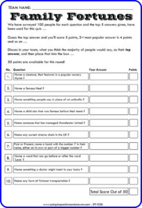 Family Fortunes Quizzes Pub Quiz Questions And Answers Quiz