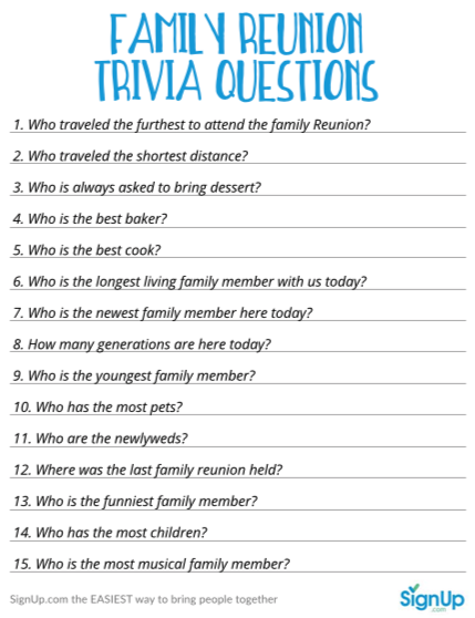 Family Reunion Game Printable Trivia Questions For Families SignUp