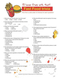 Foods Drinks Games Fast Food Trivia Food And Drink Quiz Game Food