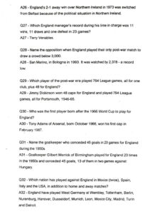 Football Cartophilic Info Exchange England s Glory Soccer Trivia 3