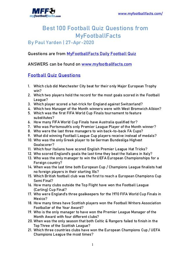 Football Quiz Questions MyFootballFacts This Or That Questions 