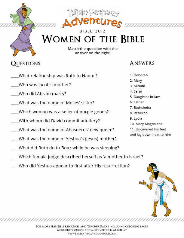 Free Bible Quiz Women Of The Bible Marcie Bible