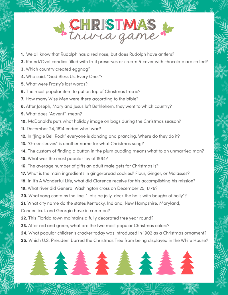 Christmas Trivia Games For Parties