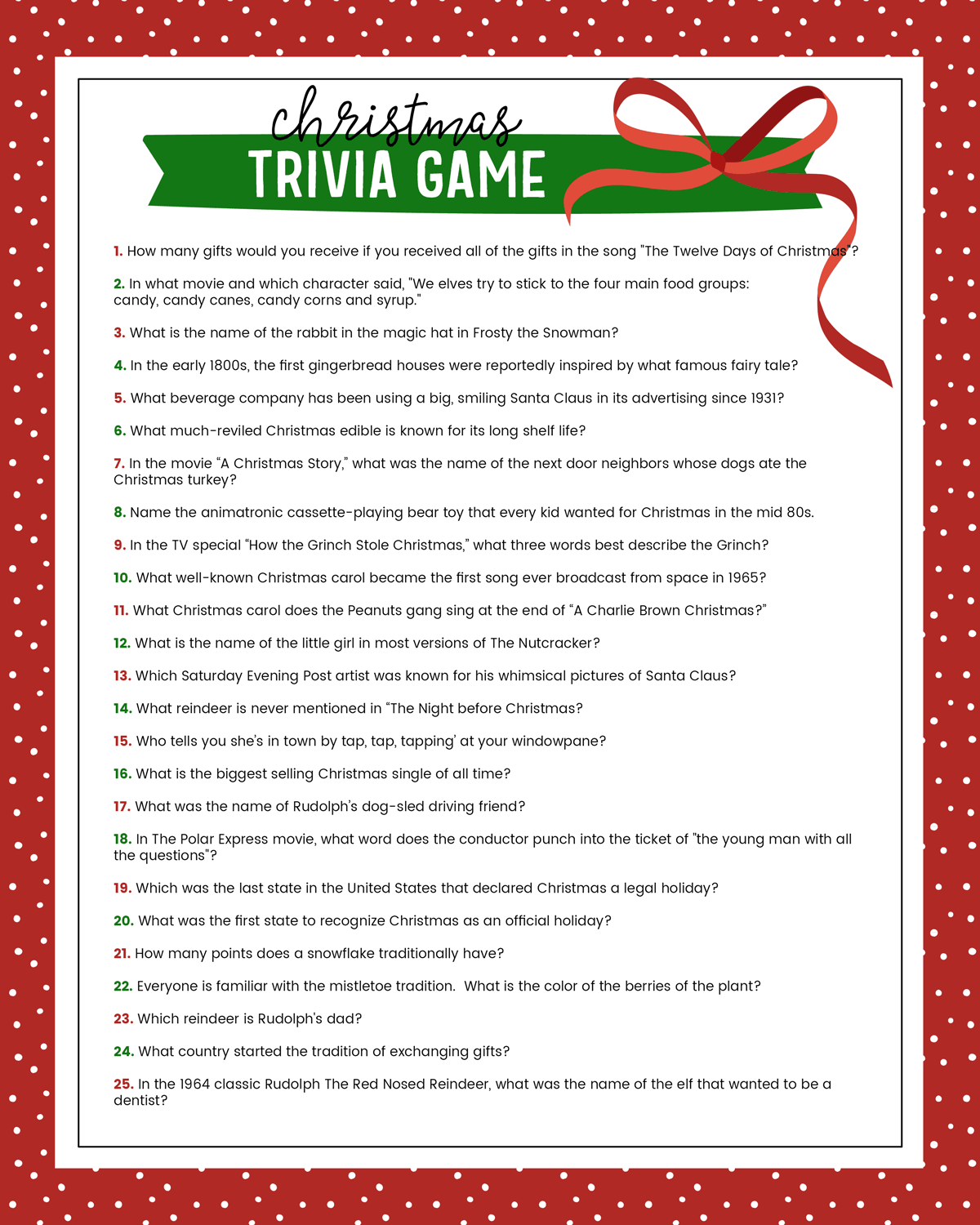 Free Christmas Trivia Game Lil Luna