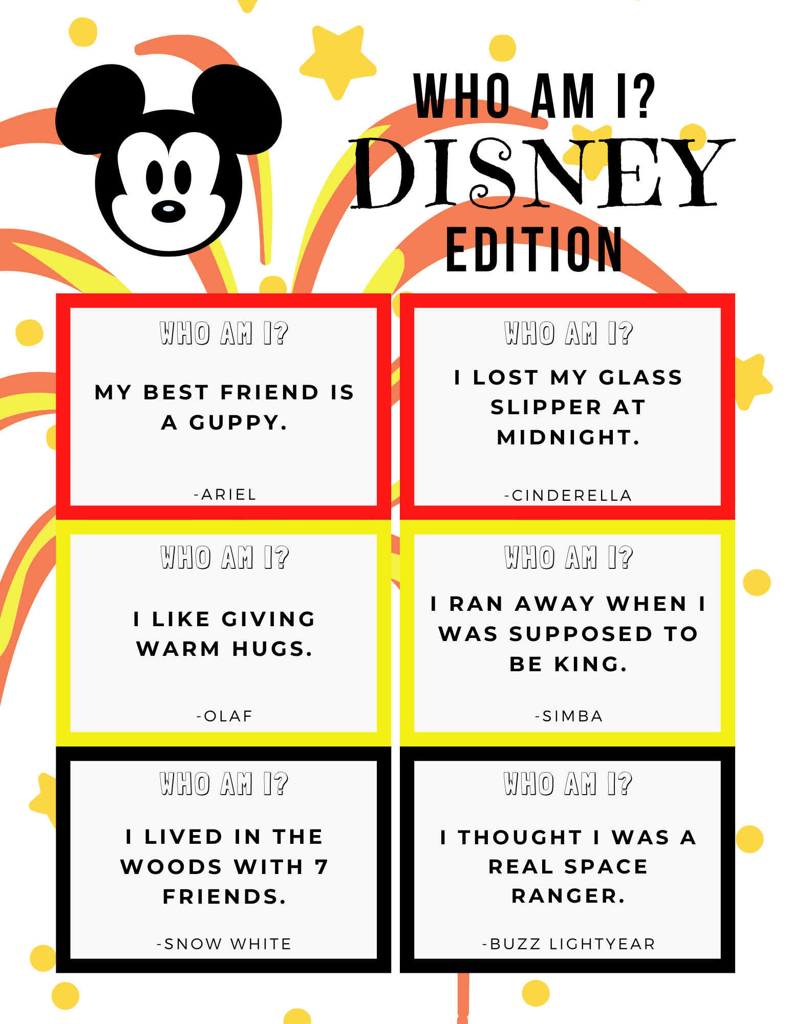 FREE Disney Trivia Game Who Am I Game Marcie And The Mouse
