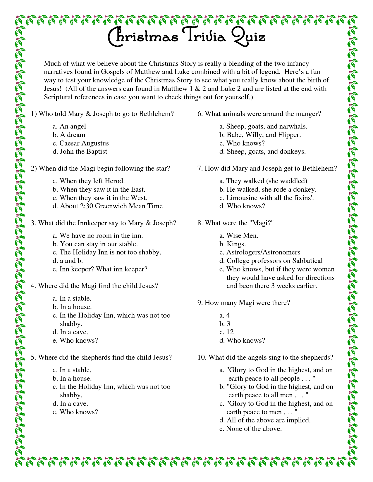 Free Printable Bible Trivia For Adults Free Printable