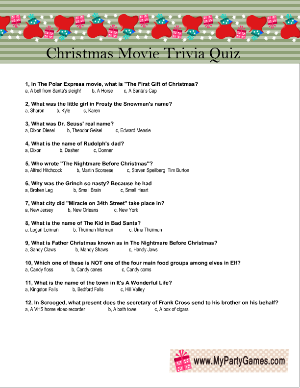 Christmas Movie Trivia Question