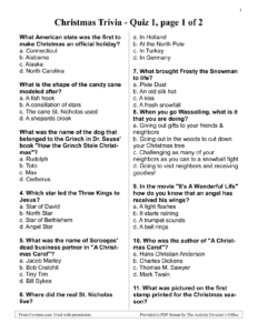 Free Printable Christmas Trivia Questions and Answers Christmas