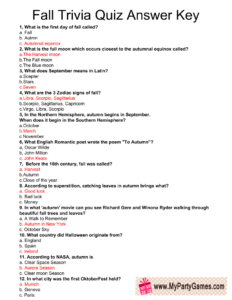 Free Printable Fall Trivia Quiz