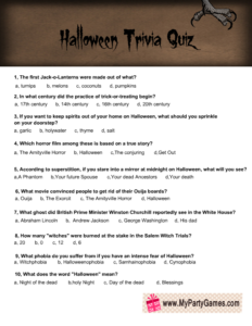 Free Printable Halloween Trivia Quiz For Adults