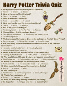Free Printable Harry Potter Trivia Quiz With Answer Key Harry Potter