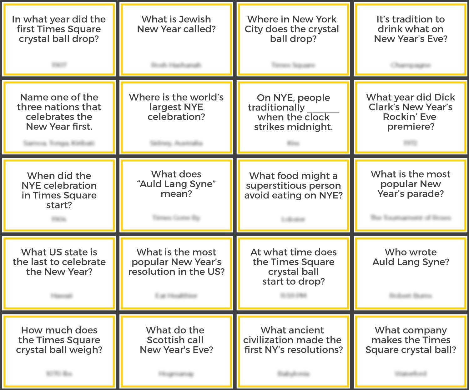 Printable New Year Trivia With Answers Trivia Questions and Answer