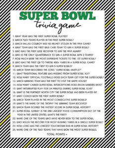 Free Printable Super Bowl Trivia Game Super Bowl Trivia Free Trivia