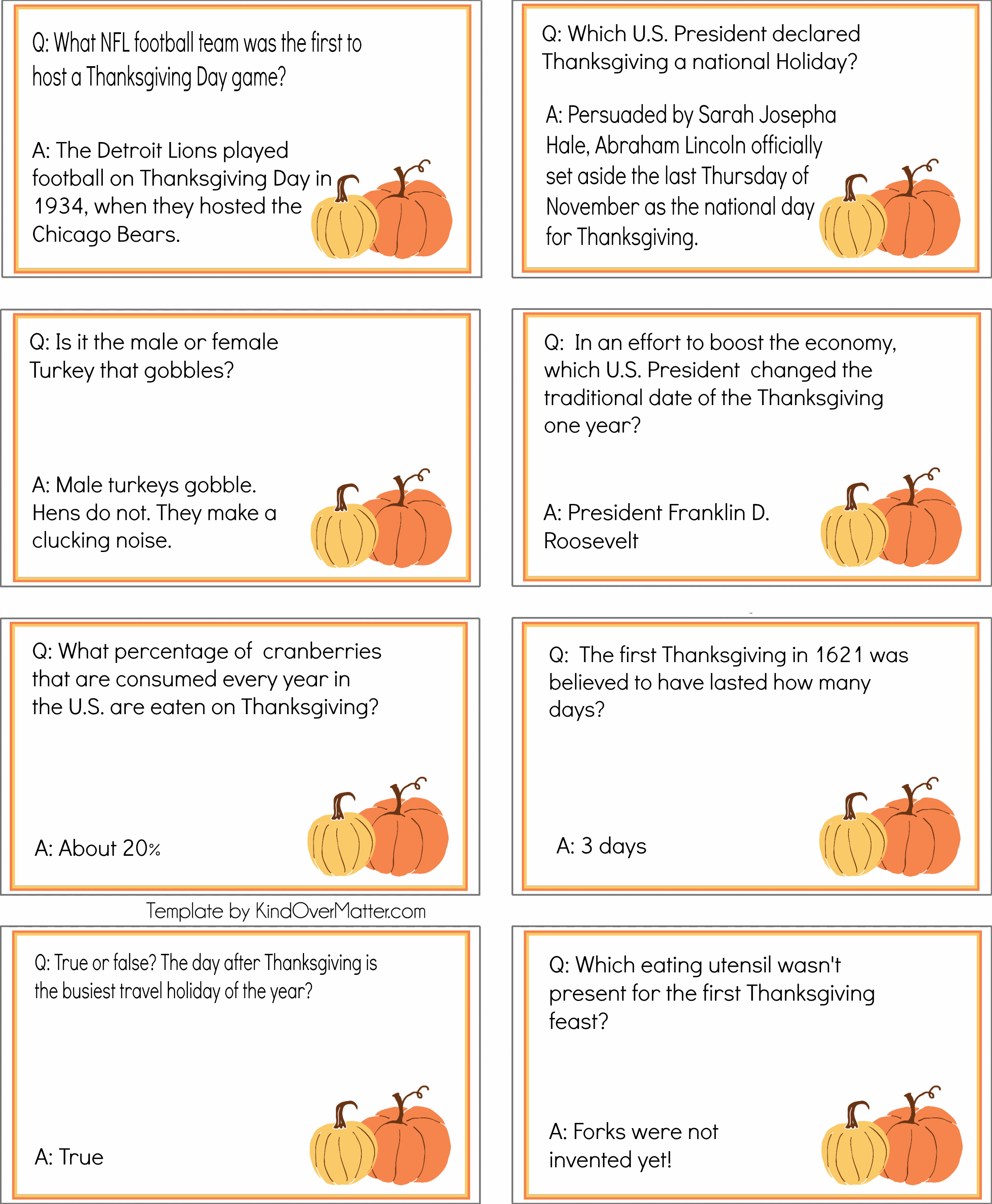 Free Printable Thanksgiving Dinner Trivia The Mother Huddle 