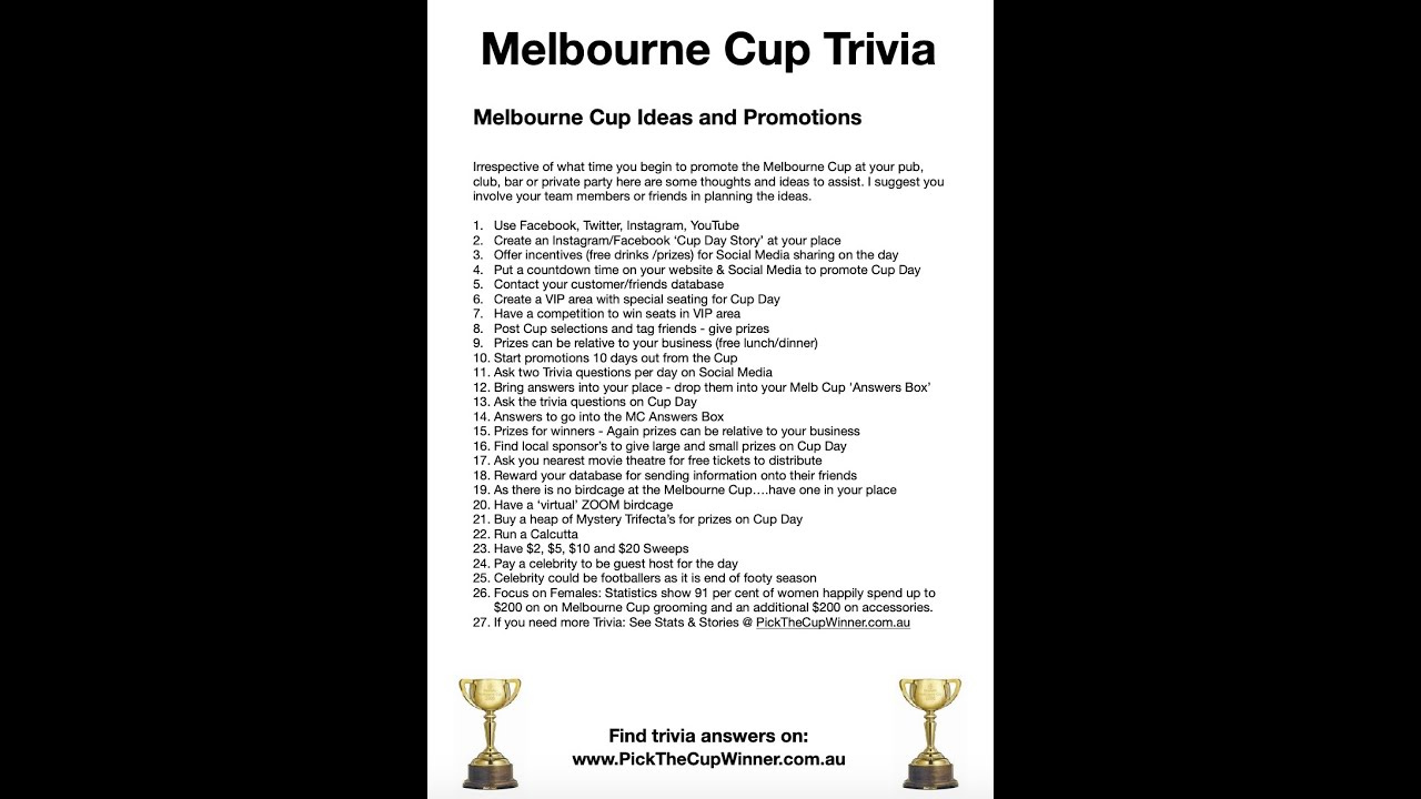 FREE Trivia For Melbourne Cup Functions YouTube