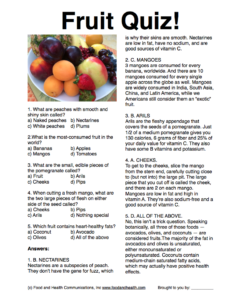 Fruit Quiz Nutritioneducationstore