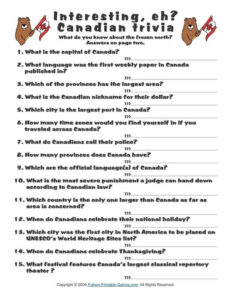 Funny Canadian Trivia Questions And Answers Printable Printable