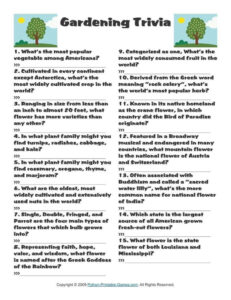 Gardening Trivia Printable Game Garden Party Games Garden Party