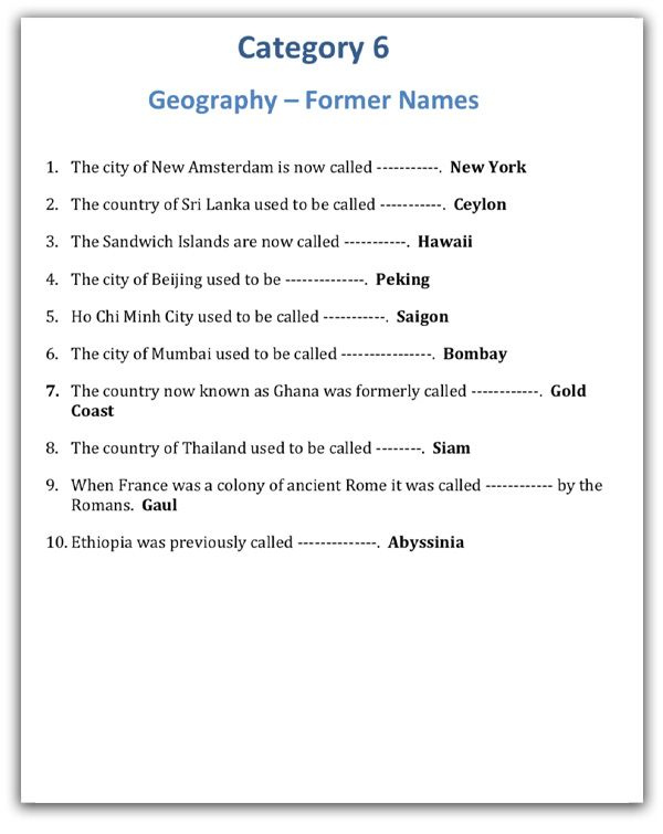 General Knowledge Geography Quiz And Answers KnowledgeWalls