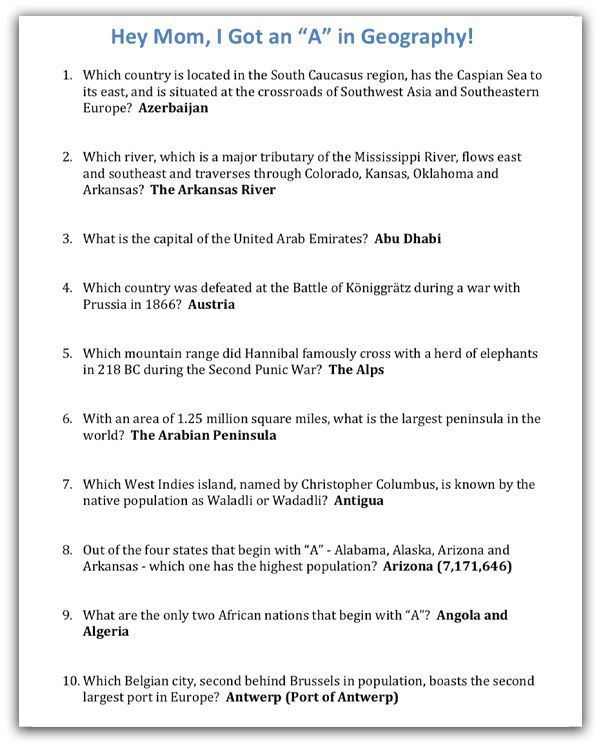 General Knowledge Geography Quiz And Answers KnowledgeWalls