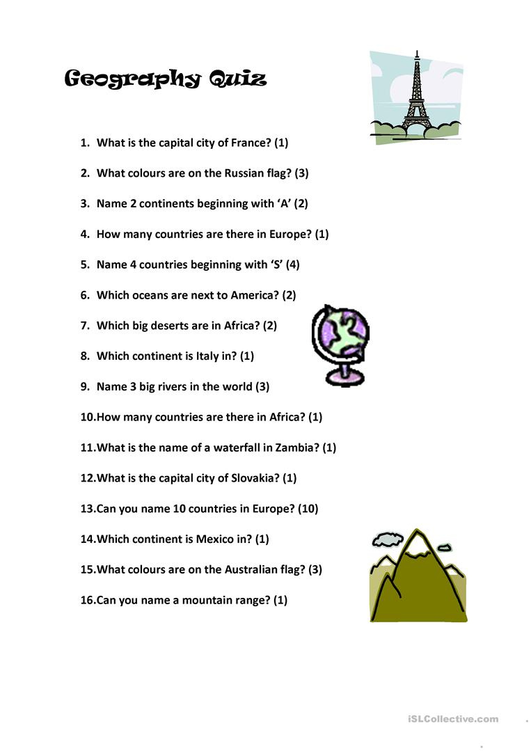 Geography Quiz Worksheet Free ESL Printable Worksheets Made By Teachers