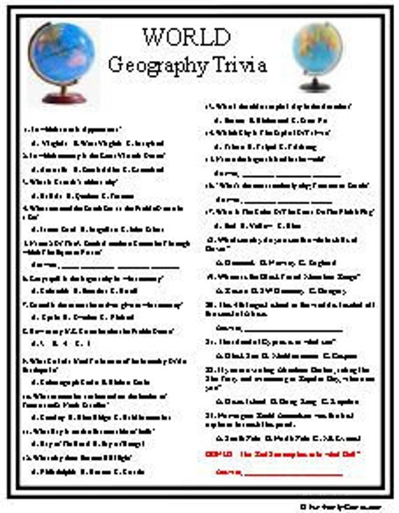 Fun Trivia Questions And Answers Geography