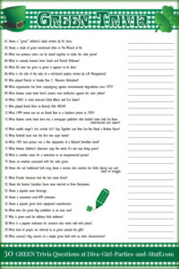 Green Trivia For Trivia Parties And St Patricks Day