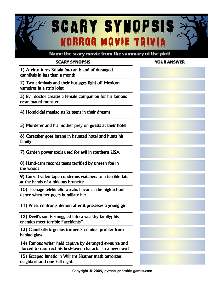 Scary Halloween Trivia Questions And Answers