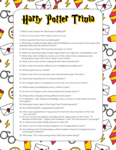 Harry Potter Trivia Questions For All Ages Free Printable Play