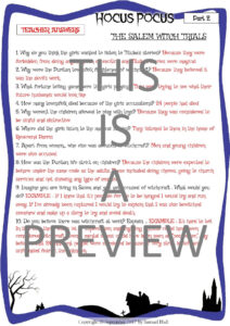 Hocus Pocus Movie Guide Activities Color B W Answer Keys