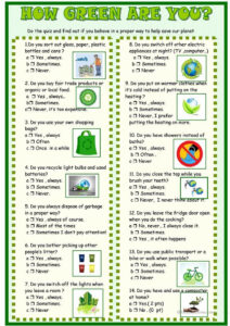 How Green Are You Quiz Quiz Special Needs Students Pre Kindergarten