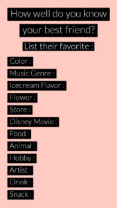 How Well Do Your Know Your Best Friend Best Friend Questions Bff