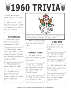 Image Result For 1960 Trivia Questions And Answers Printable Trivia