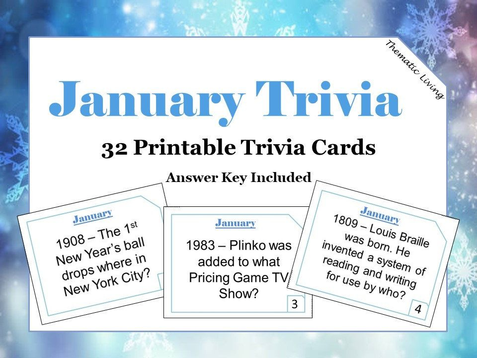 January Trivia Questions Answers Birthday Printable Fun Facts Trivia