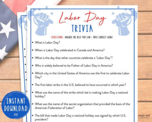 Labor Day Trivia Game Labor Day Printable Games America Trivia Game