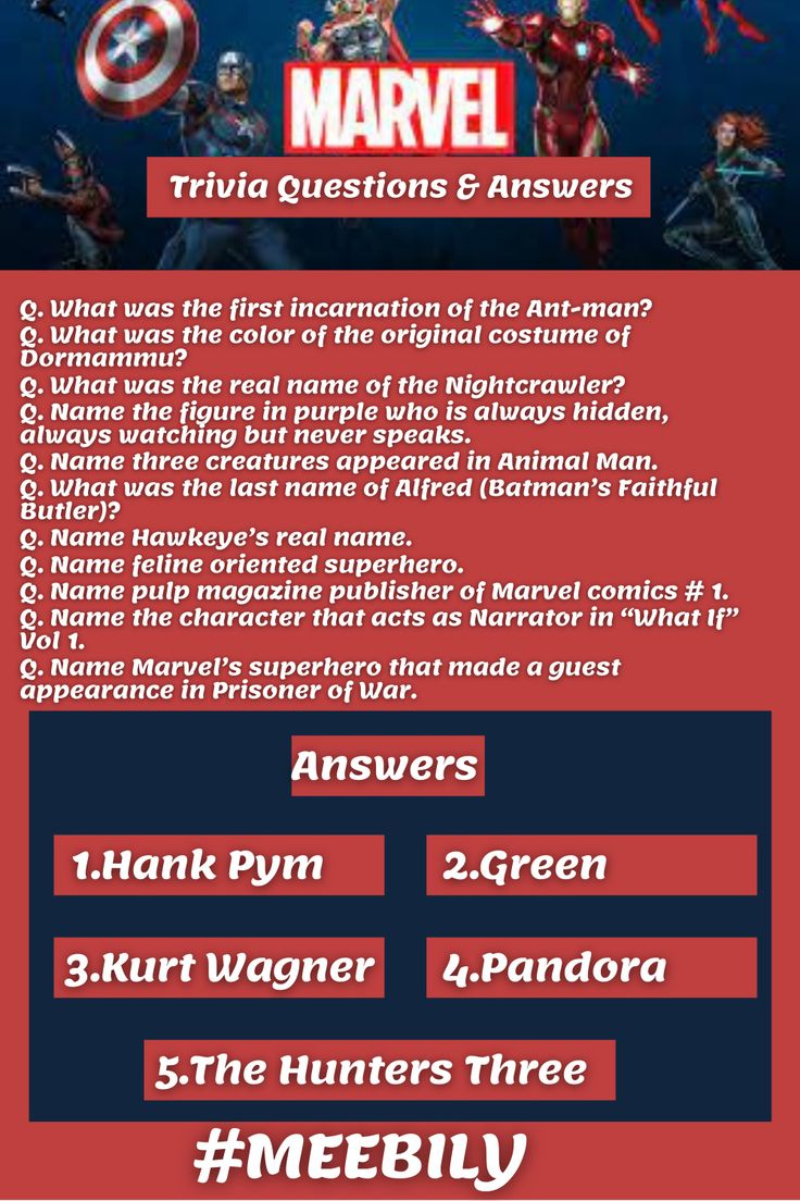 Marvel Trivia Questions Answers In 2021 Trivia Questions And 