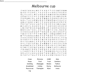 Melbourne Cup Word Search WordMint