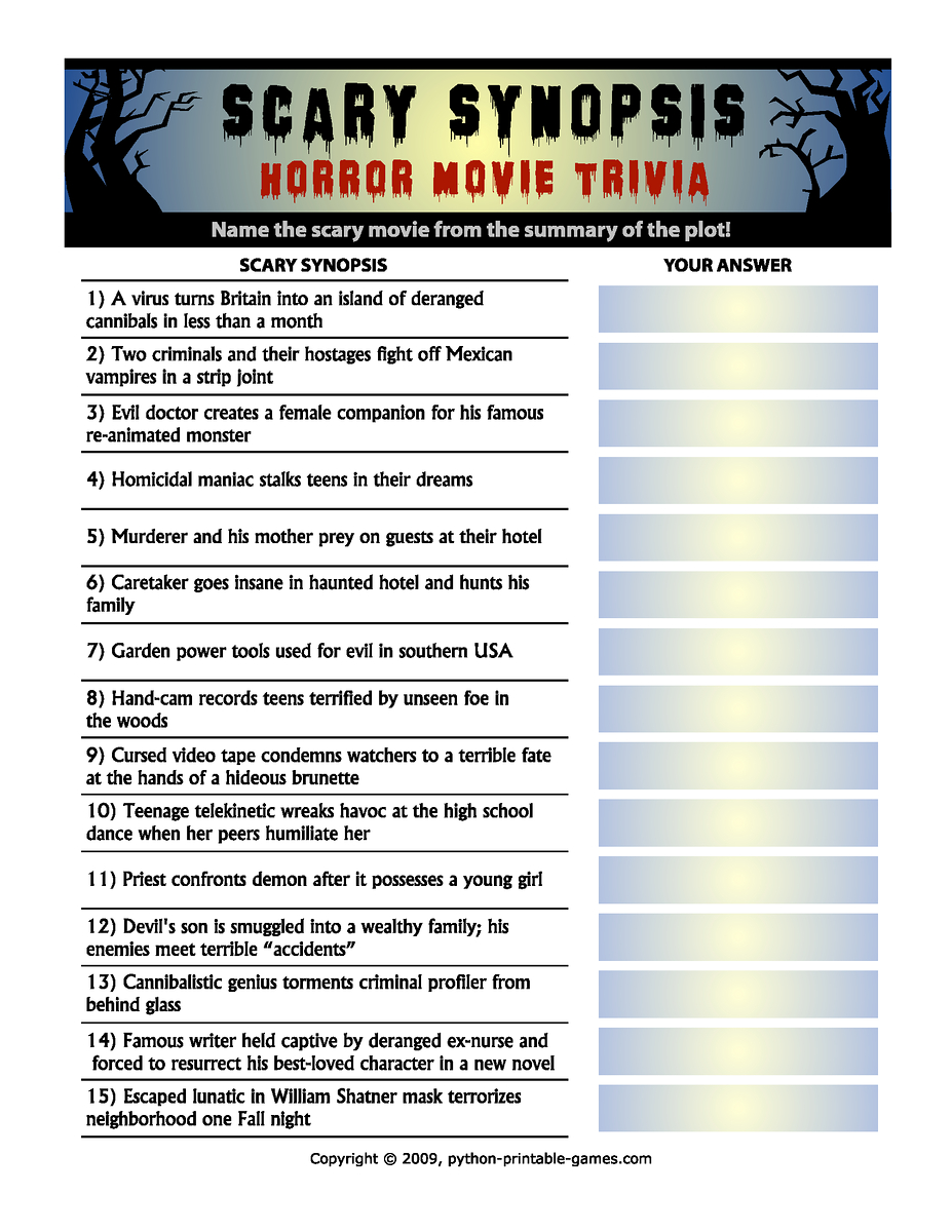 Movie Trivia Questions And Answers Printable