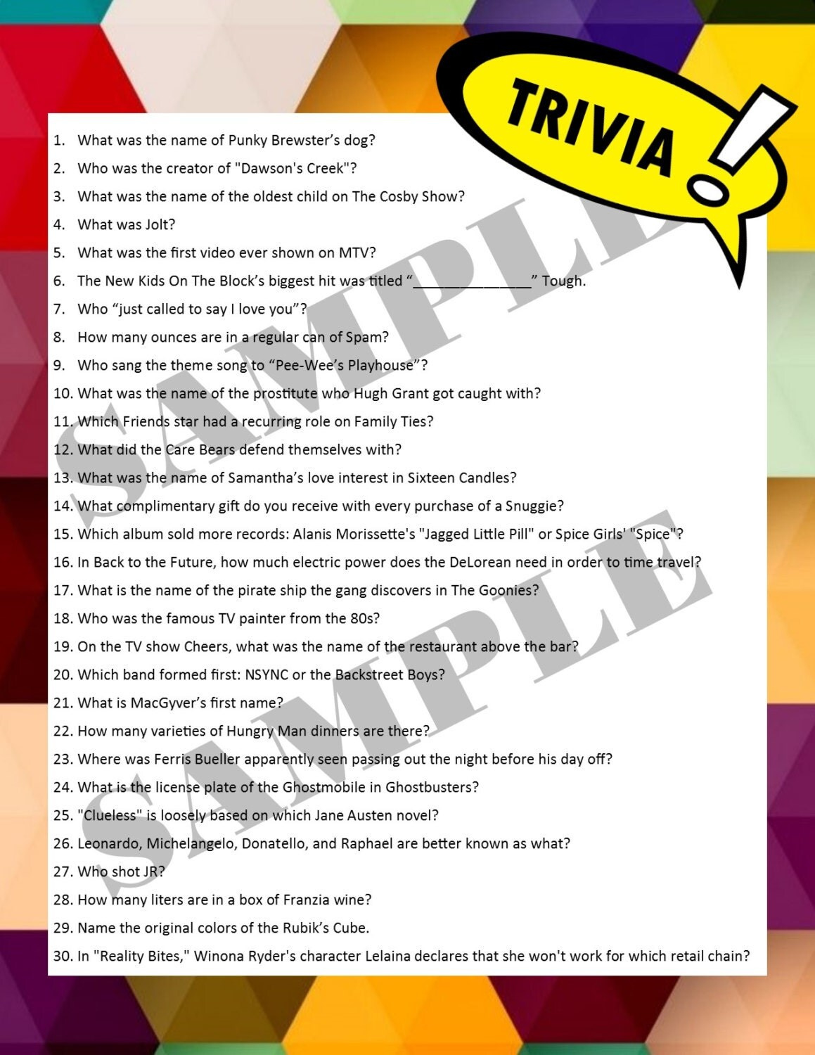 Party Trivia Questions