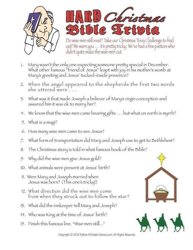Christmas Bible Trivia With Answers