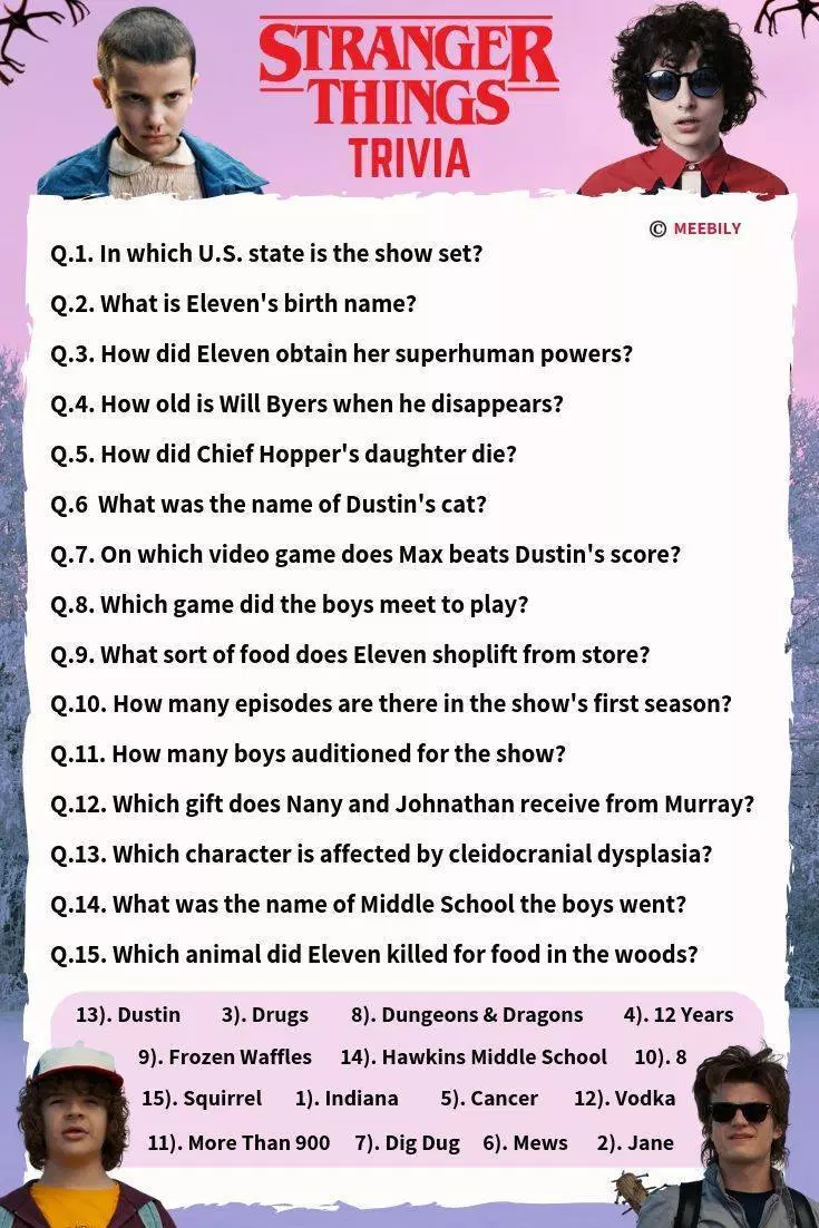 Stranger Things Trivia Questions And Answers Printable