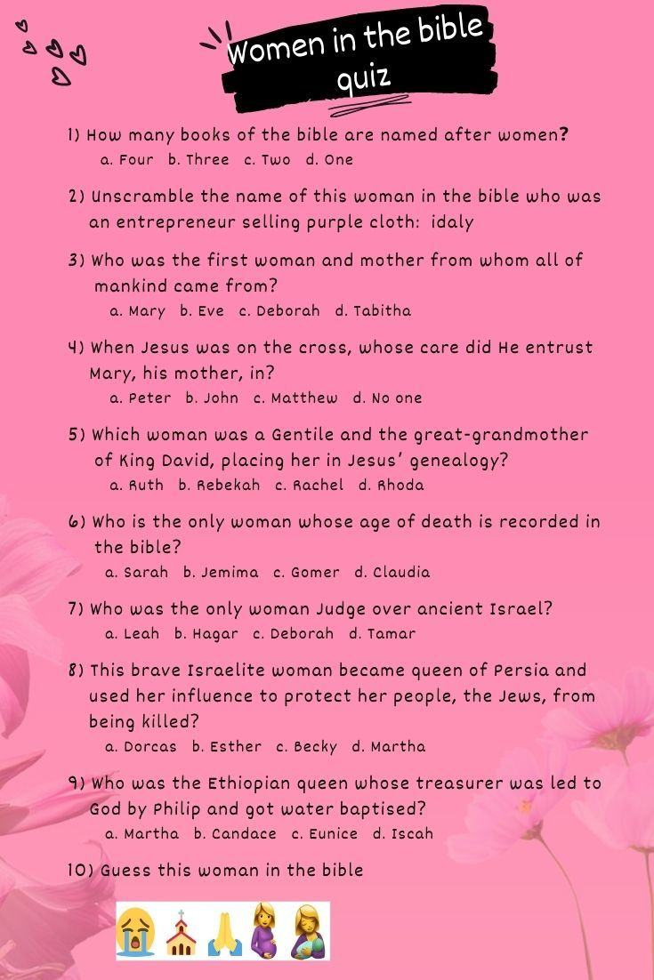 Bible Trivia Questions And Answers For Women
