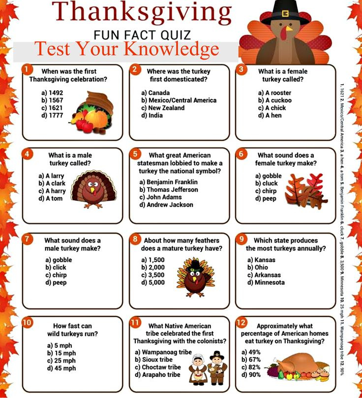Thanksgiving Trivia Questions/Answers