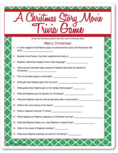 Printable A Christmas Story Movie Trivia Christmas Trivia Fun