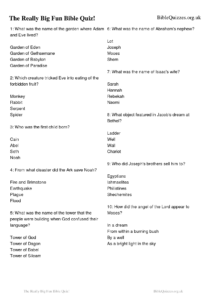 Printable Bible Trivia Questions Bible Quiz Bible Quiz Questions